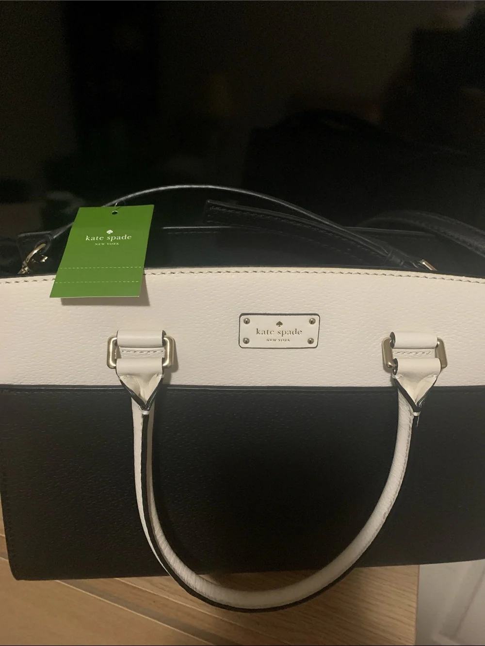 kate spade Black and White Two-Tone Structured Satchel